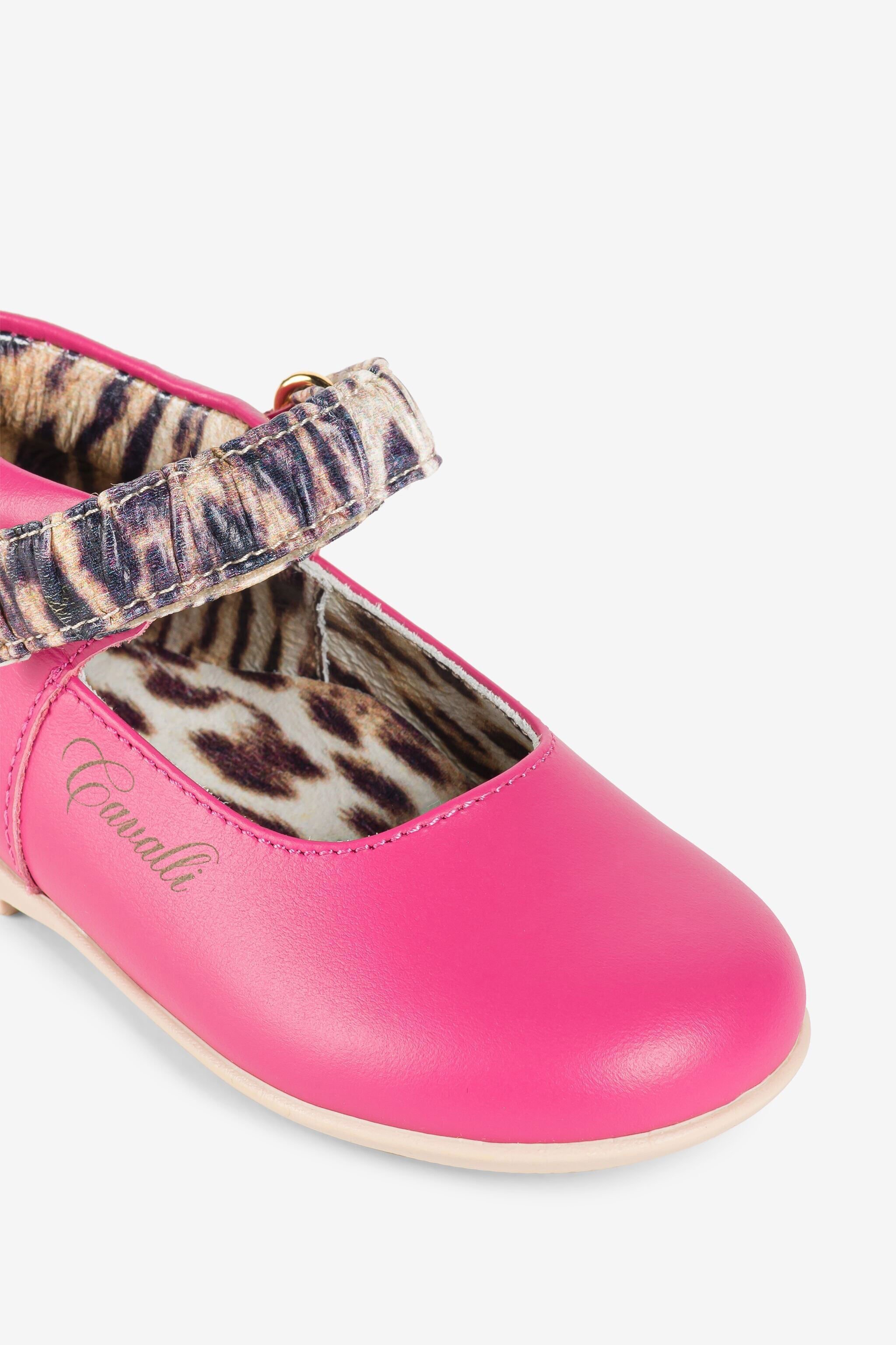 JU Logo-Print Ballet Flats Fuchsia PJS010-PL001