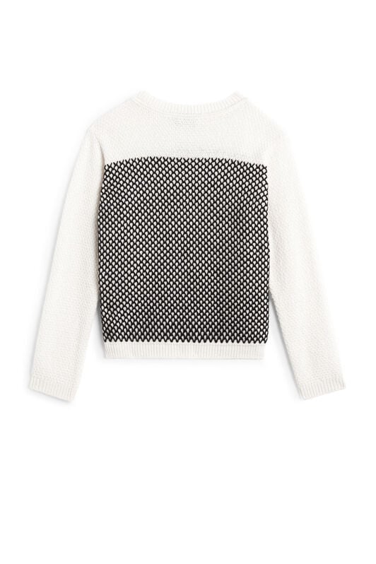 JU Argyle-Pullover mit Zebra-Strick MILKY WHITE/BLACK JJM552-WH003