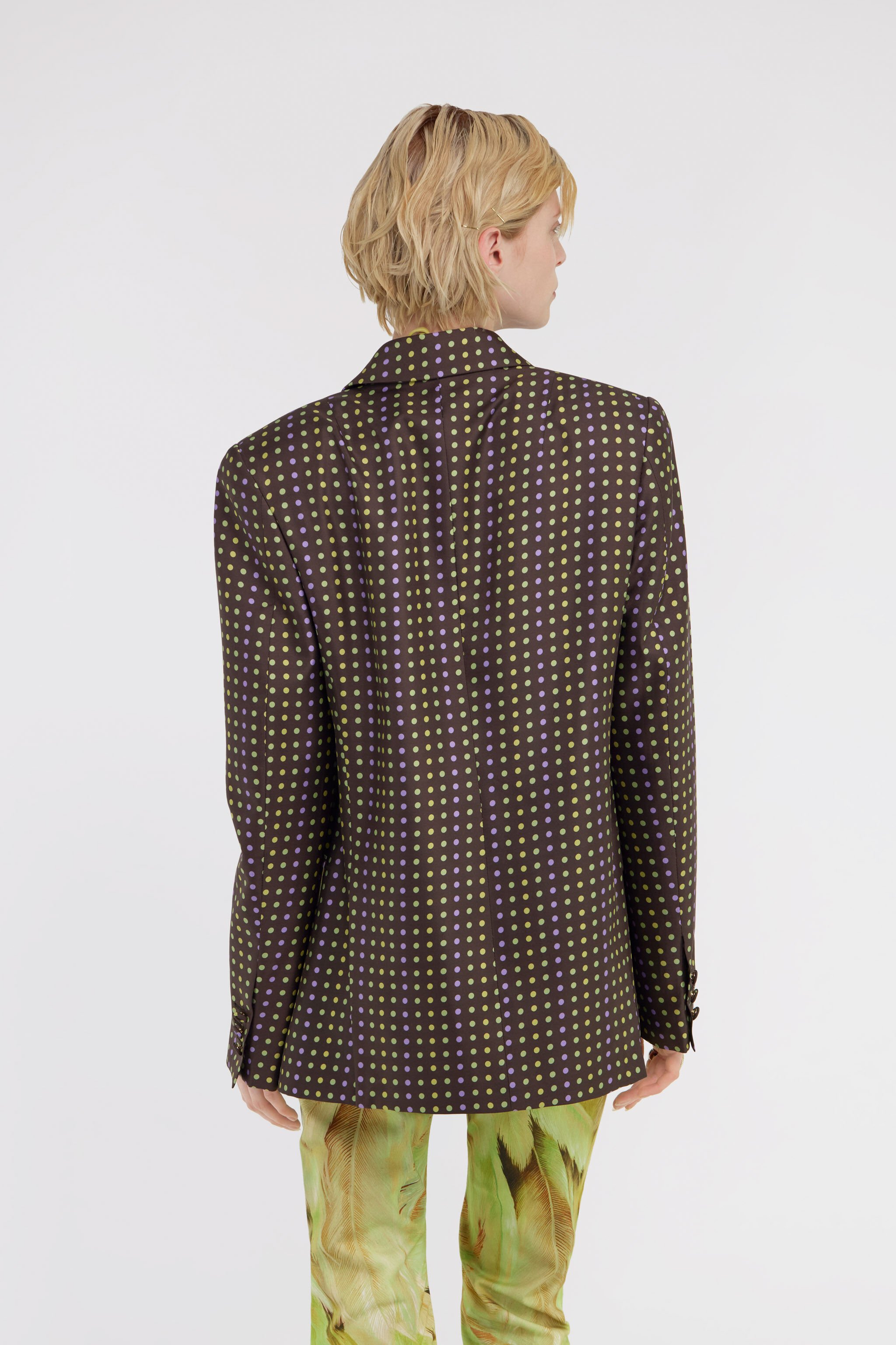 RC Polka Dot Silk Double-Breasted Jacket LIGHT BROWN SWT400-4QL72