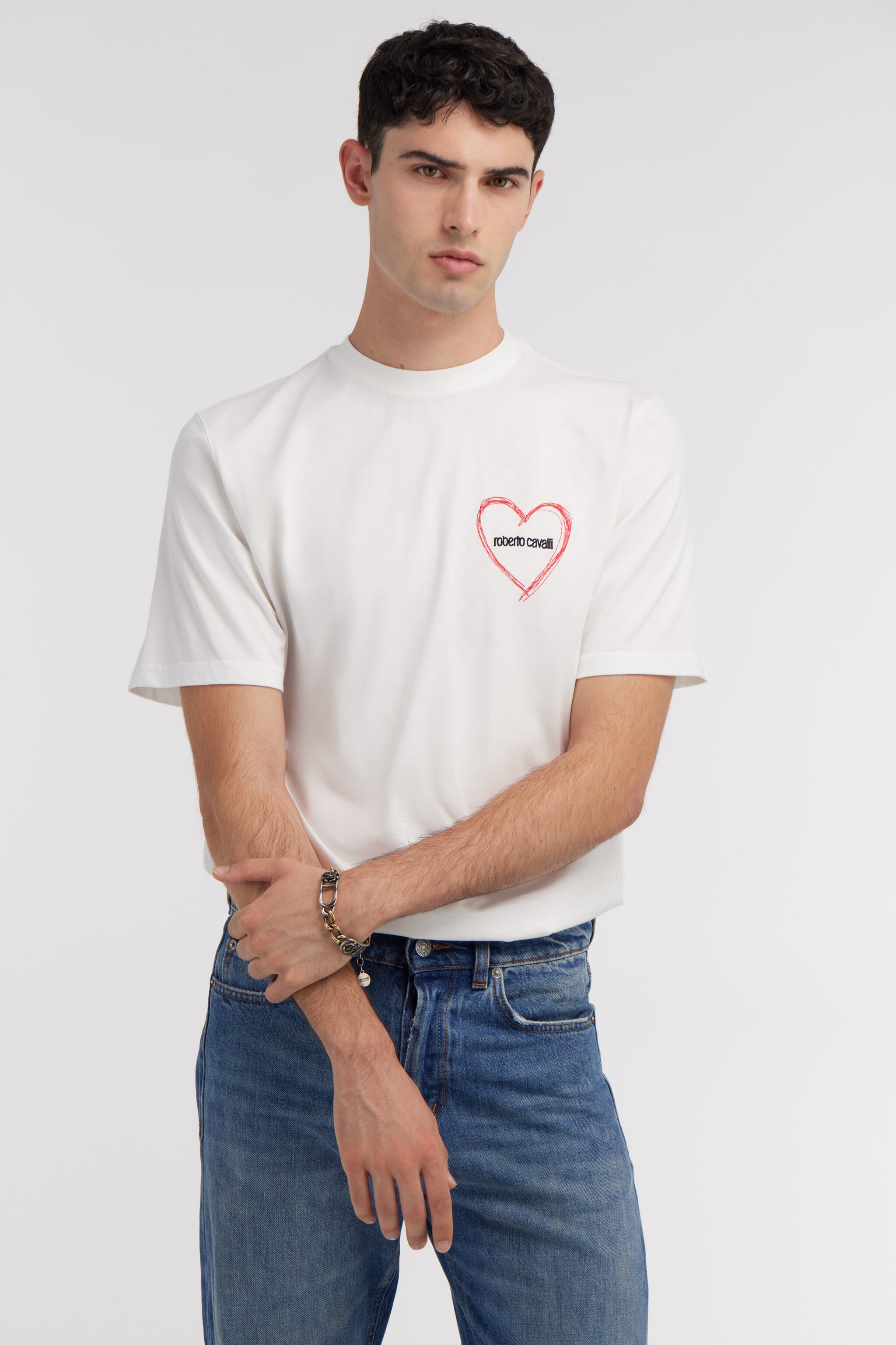 RC White T-Shirt With Heart Logo Embroidery White SRT61L-JD060