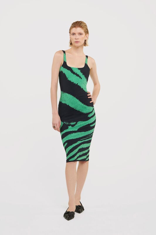 RC Midi dress with Zebra Tribute print RC Midi dress with Zebra Tribute print Green UWT139-OOP26
