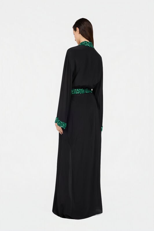RC Seiden-Maxikleid mit verziertem Detail NERO/VERDE VWR197-SY001