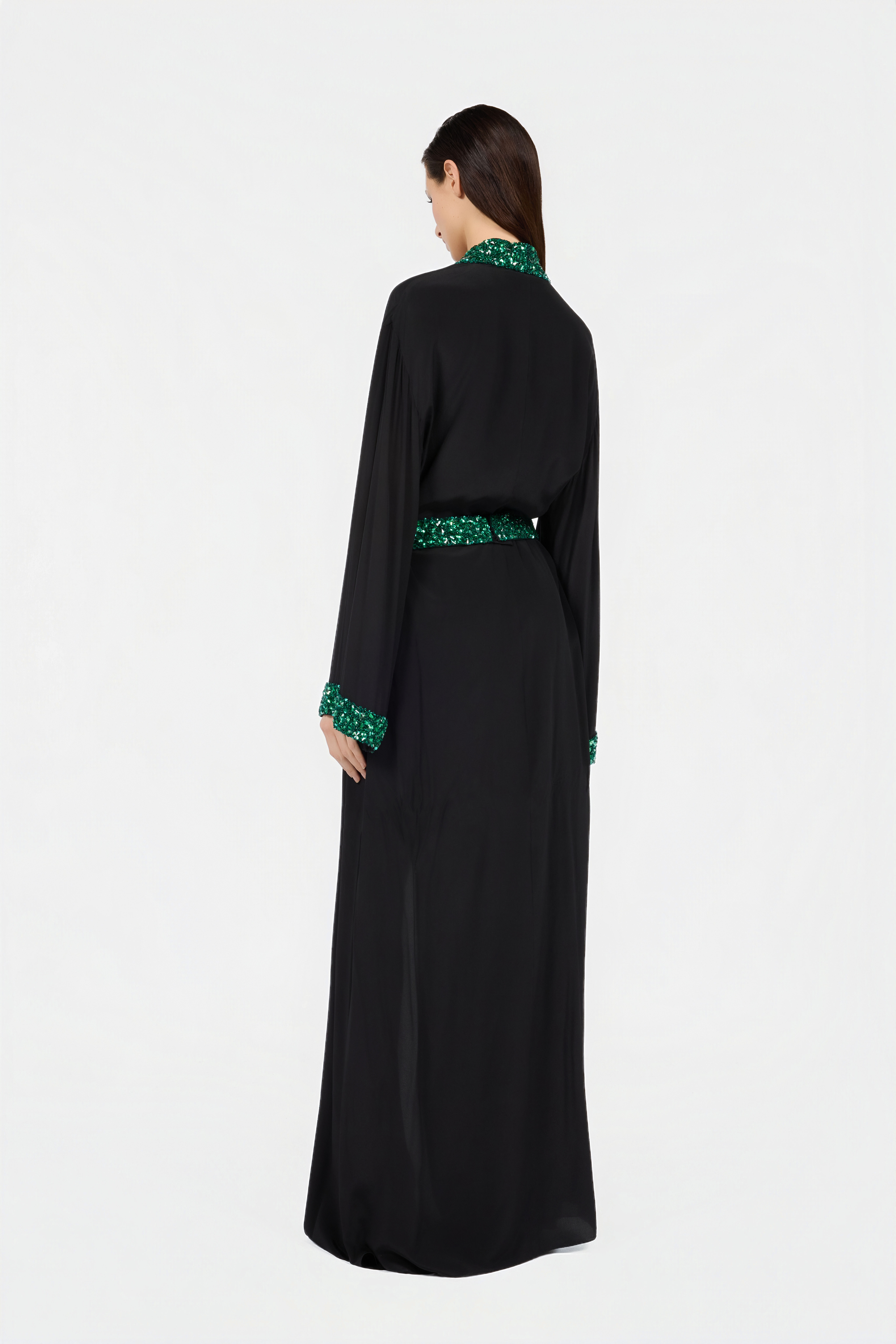 RC Seiden-Maxikleid mit verziertem Detail NERO/VERDE VWR197-SY001