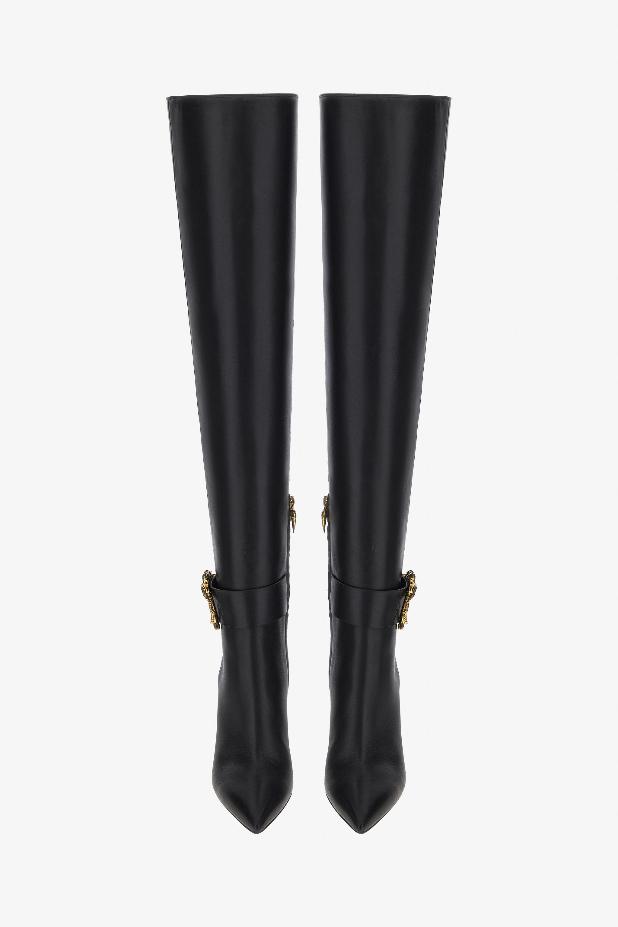 RC Knee-high boots with Monogram Mirror Snake Black RKS017-PZV10