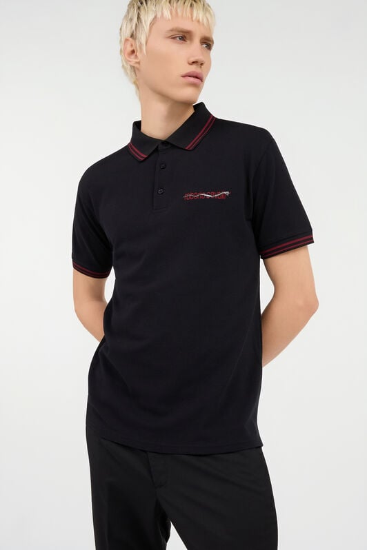 RC Black Polo With Striped Trim RC Black Polo With Striped Trim BLACK ROT60G-KB003