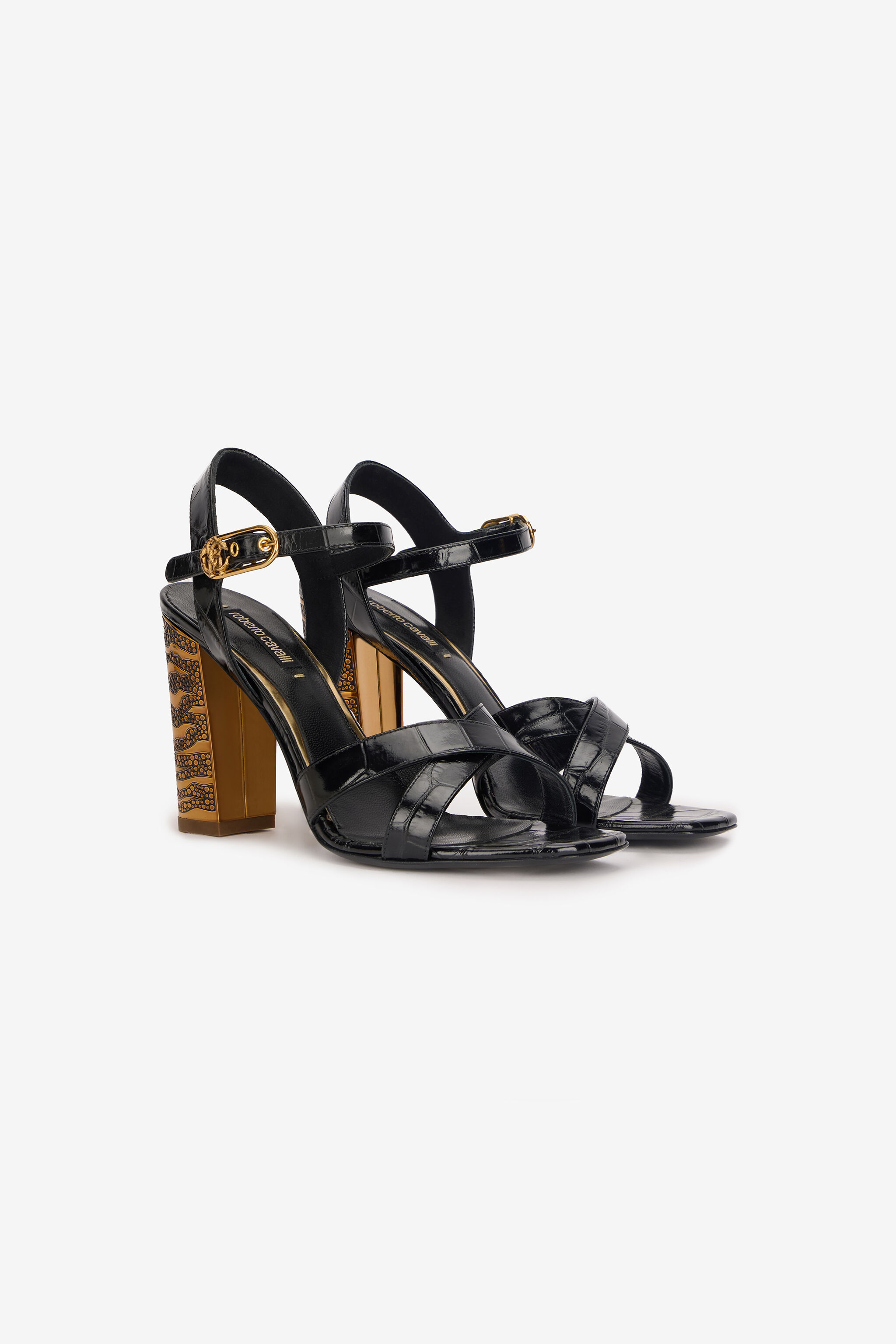 RC Sandals with Straps and Chunky Heel Schwarz VKS026-PZ579