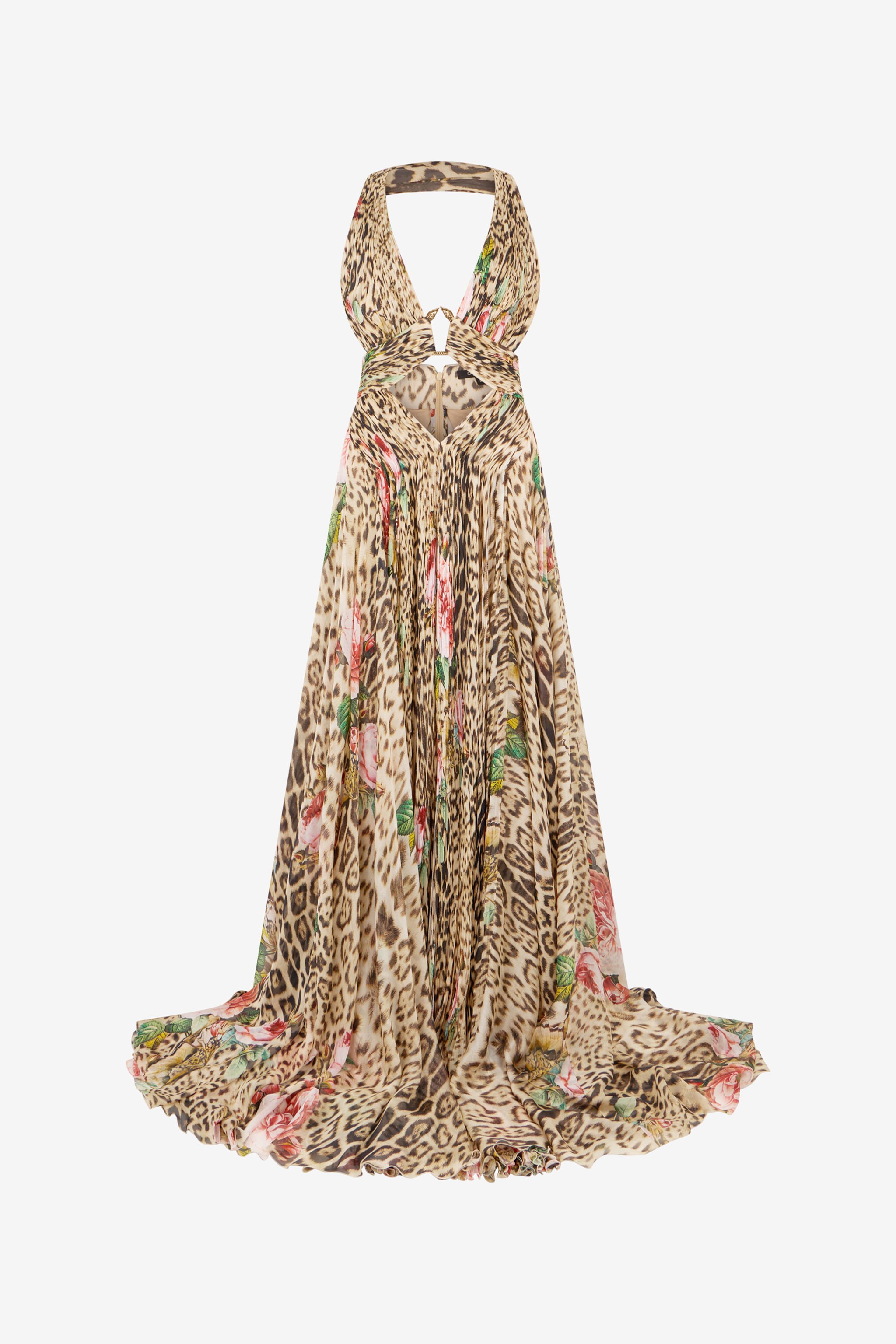 RC Jaguar Roses Print Silk  Dress NATURAL XQT158-HNT24