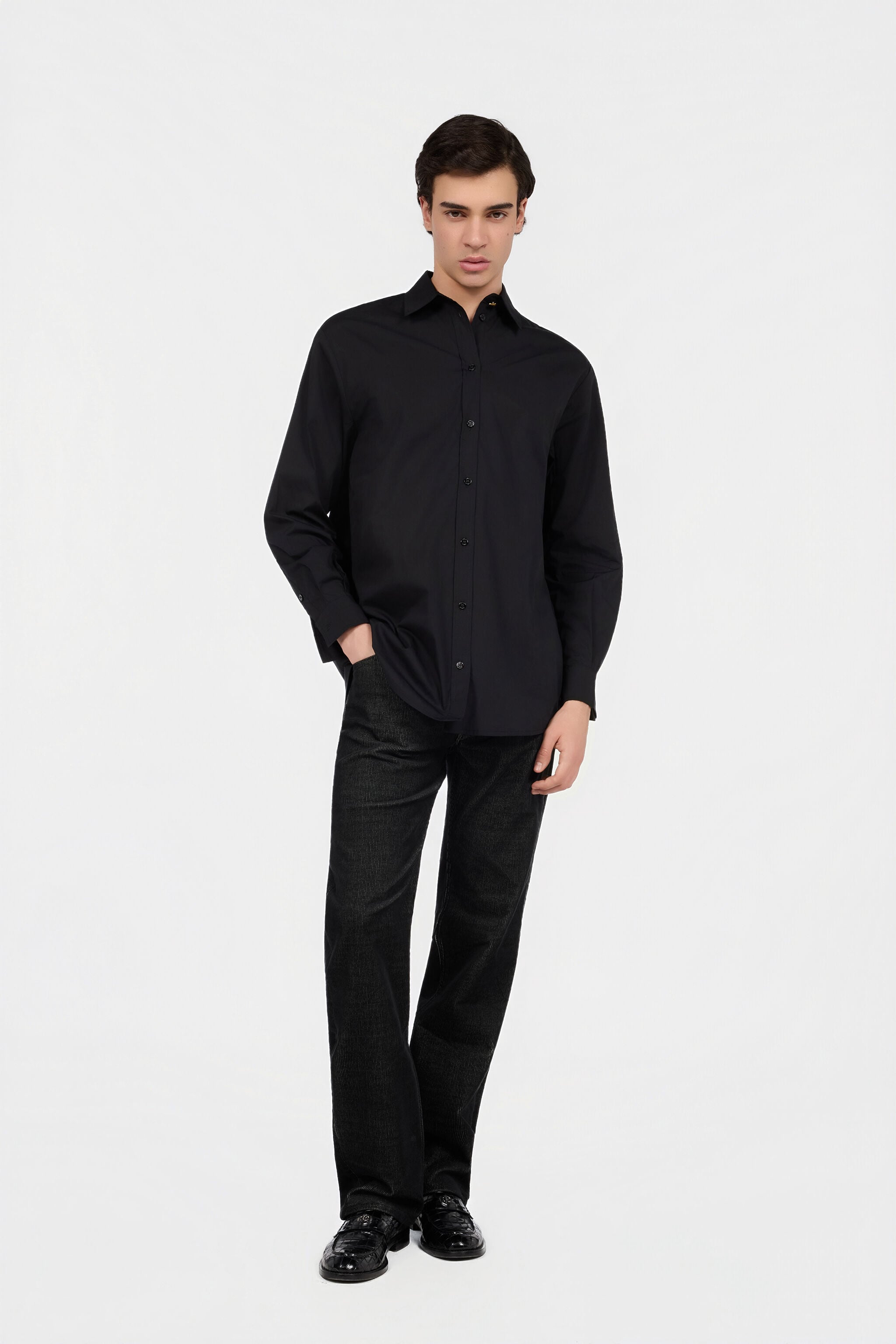 JC Camisa De Algodón Negra BLACK VFT218-VF365