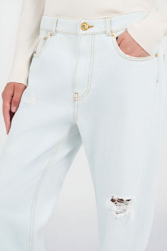 RC Light-Wash Denim Jeans with Distressed Details DARK BLUE WQJ200-VT002