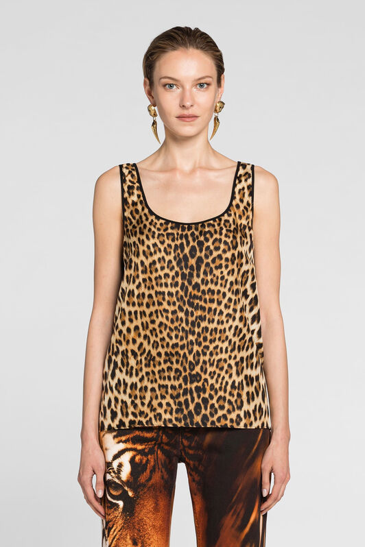 RC Jaguar-Print Silk Top RC Jaguar-Print Silk Top Light brown OQT602-4QD02