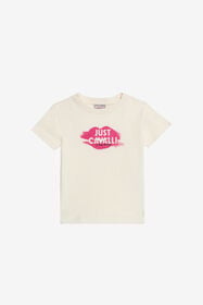 JC ElfenbeinfarbenEs T-Shirt mit Print und Logo IVORY PRISTINE WFT61U-5B006