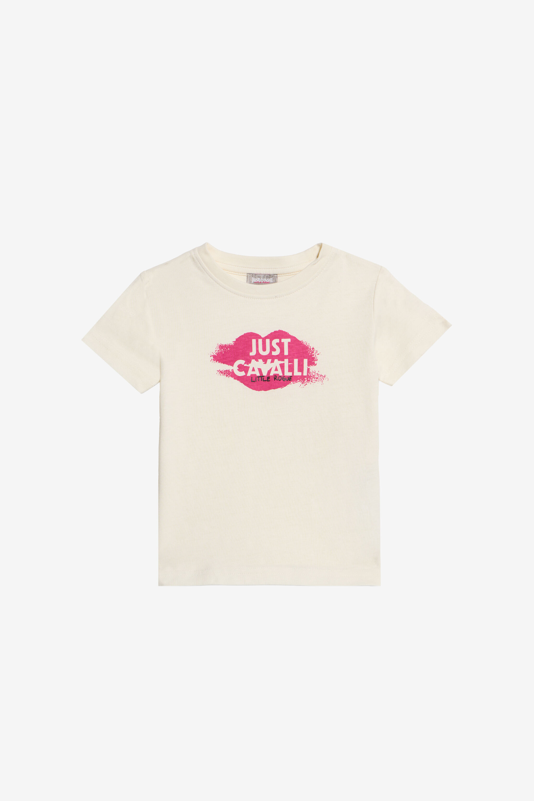 JC ElfenbeinfarbenEs T-Shirt mit Print und Logo IVORY PRISTINE WFT61U-5B006