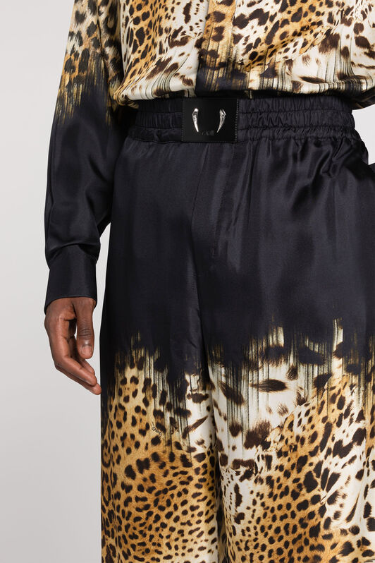 RC Leopard-Print Silk Trousers Light brown RRT220-2N411