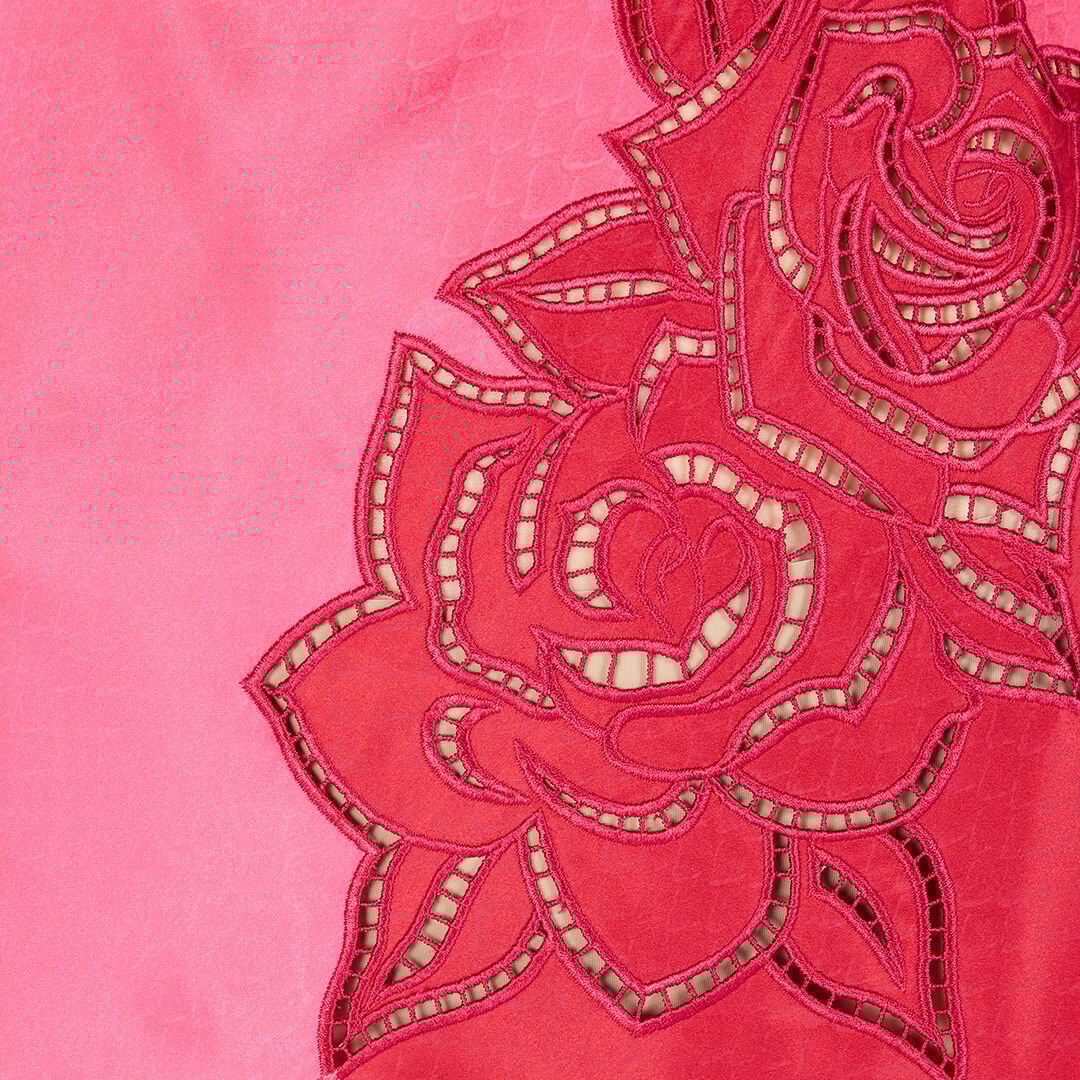 RC Long Dress With Perforated Rose Pattern Fuchsia UKR120-SZN57