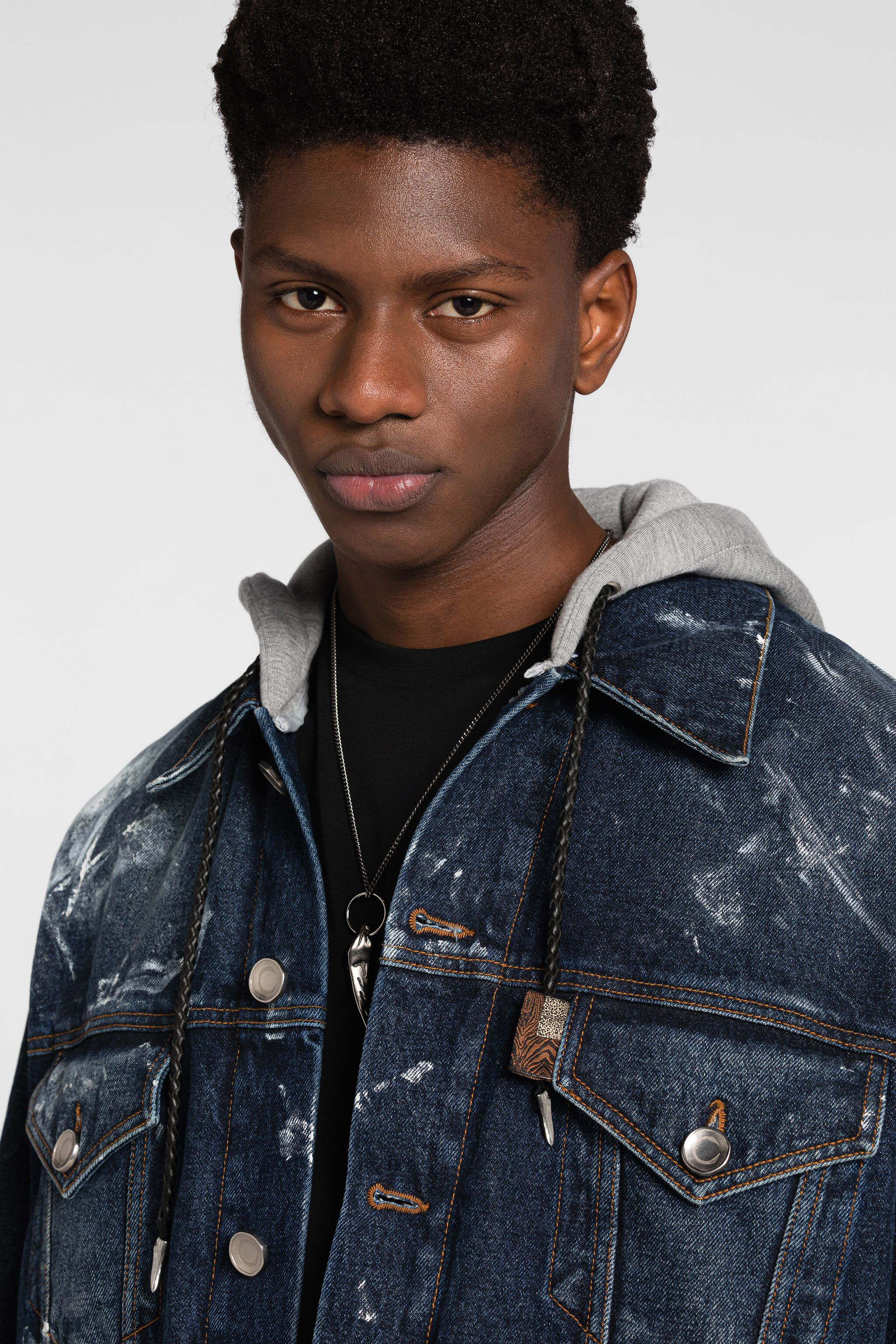 RC Paint-Effect Denim Jacket Dark blue ONJ478-VT006
