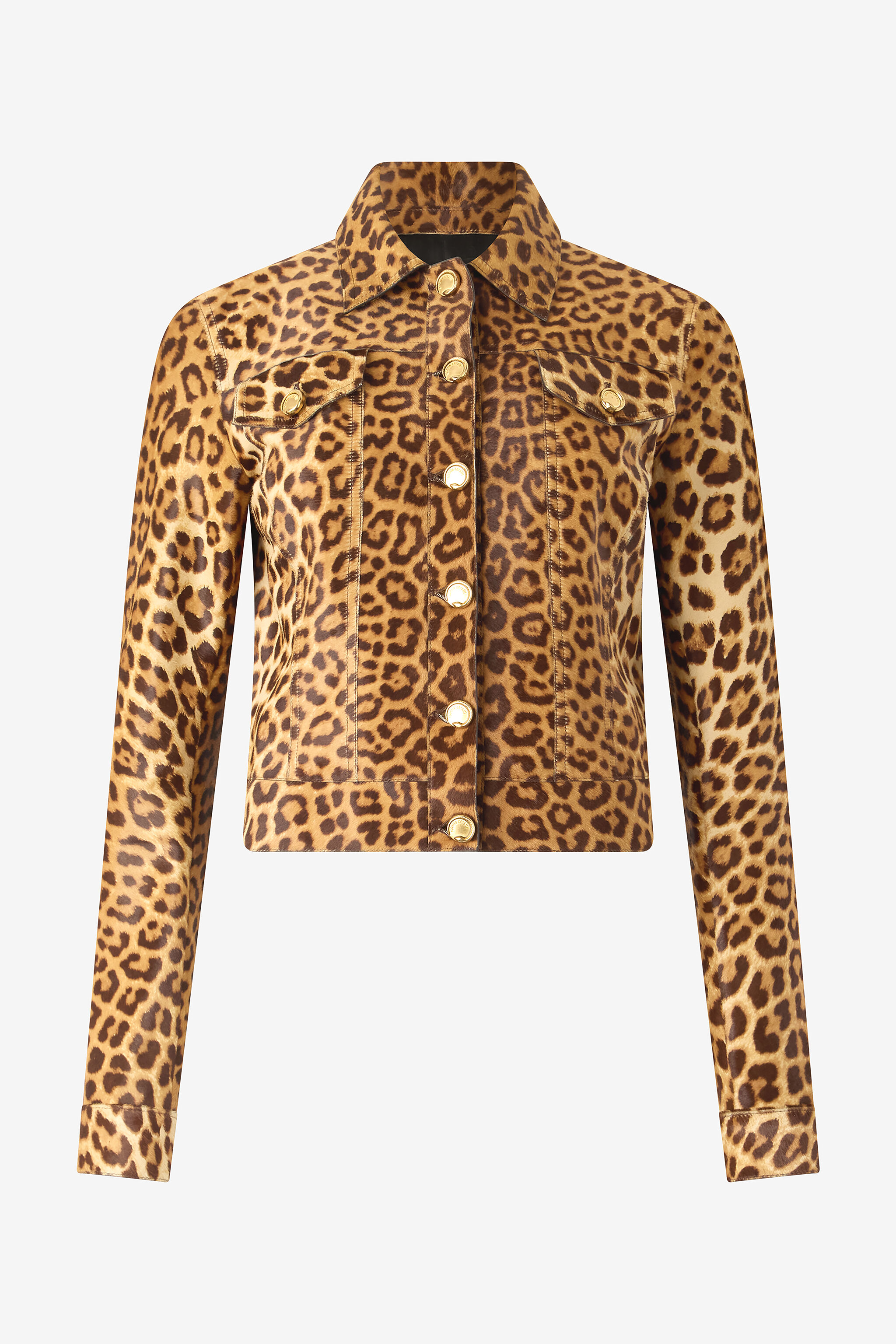 RC Leather Jacket with Leopard Skin Print Brown VKP400-ZV012