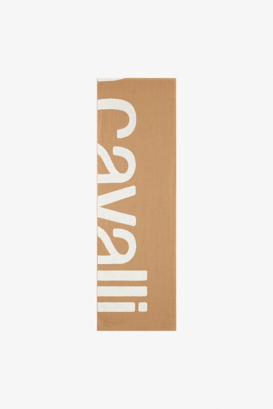 RC Wool Blend Scarf with Logo Light Brown TALR37-IR054