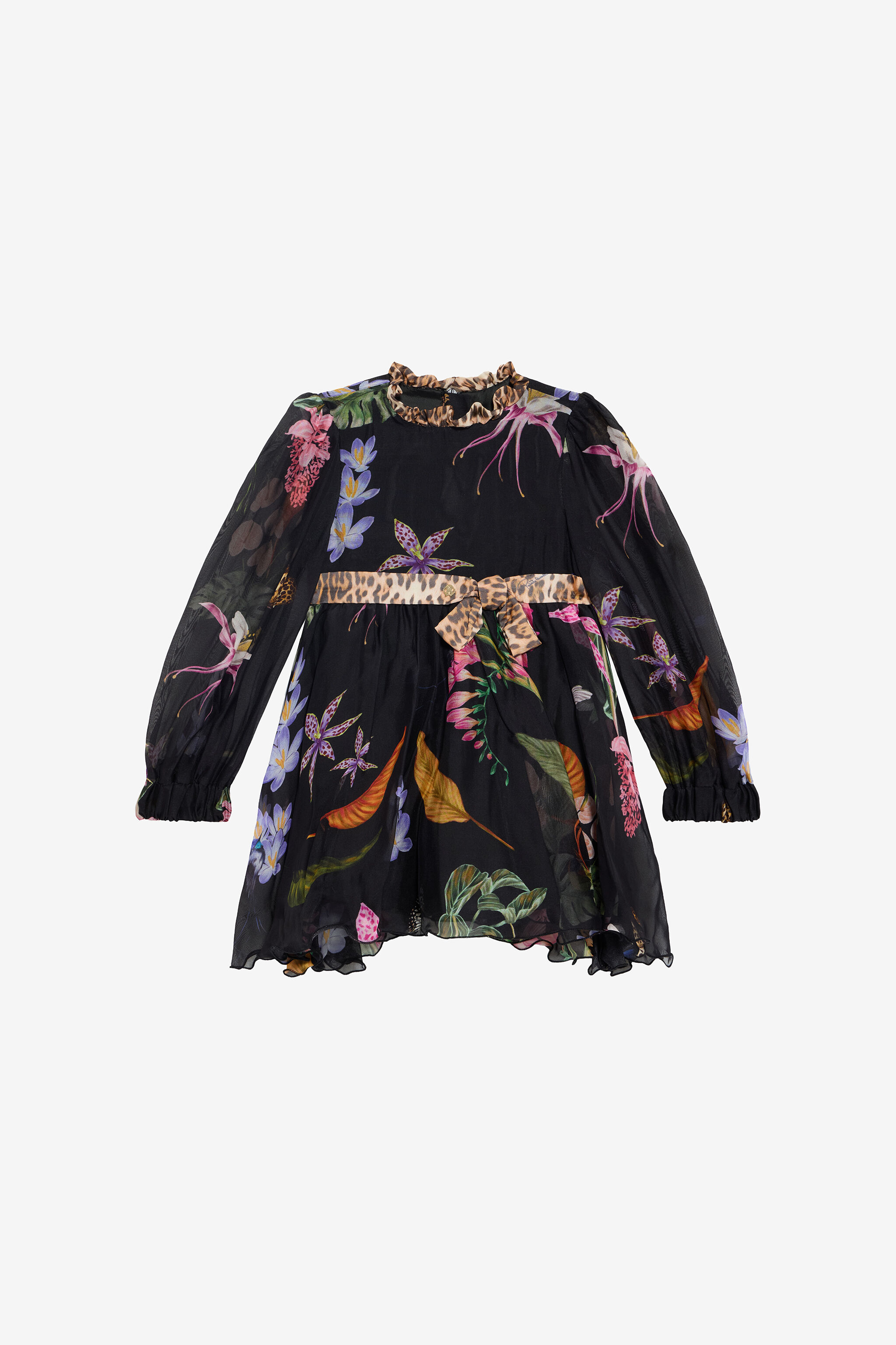 JU Abito In Misto Seta Con Stampa Tropicale BLACK VJT113-2NP32