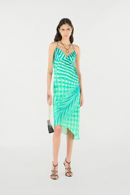 RC Asymmetrisches Kleid mit Print Allover Hellgrün UKT114-RYN47