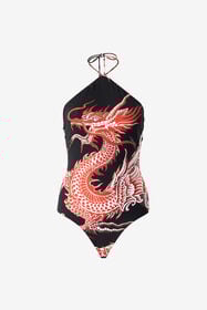 ${brand} Bodysuit With Dragon, Flowers And Fans ${colorDescription} ${masterID}