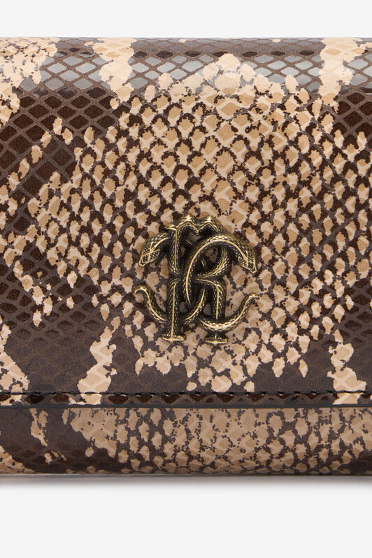 RC Snake Print Wallet On Chain with Mirror Snake Monogram ROCK BEIGE QOA00D-PZO36