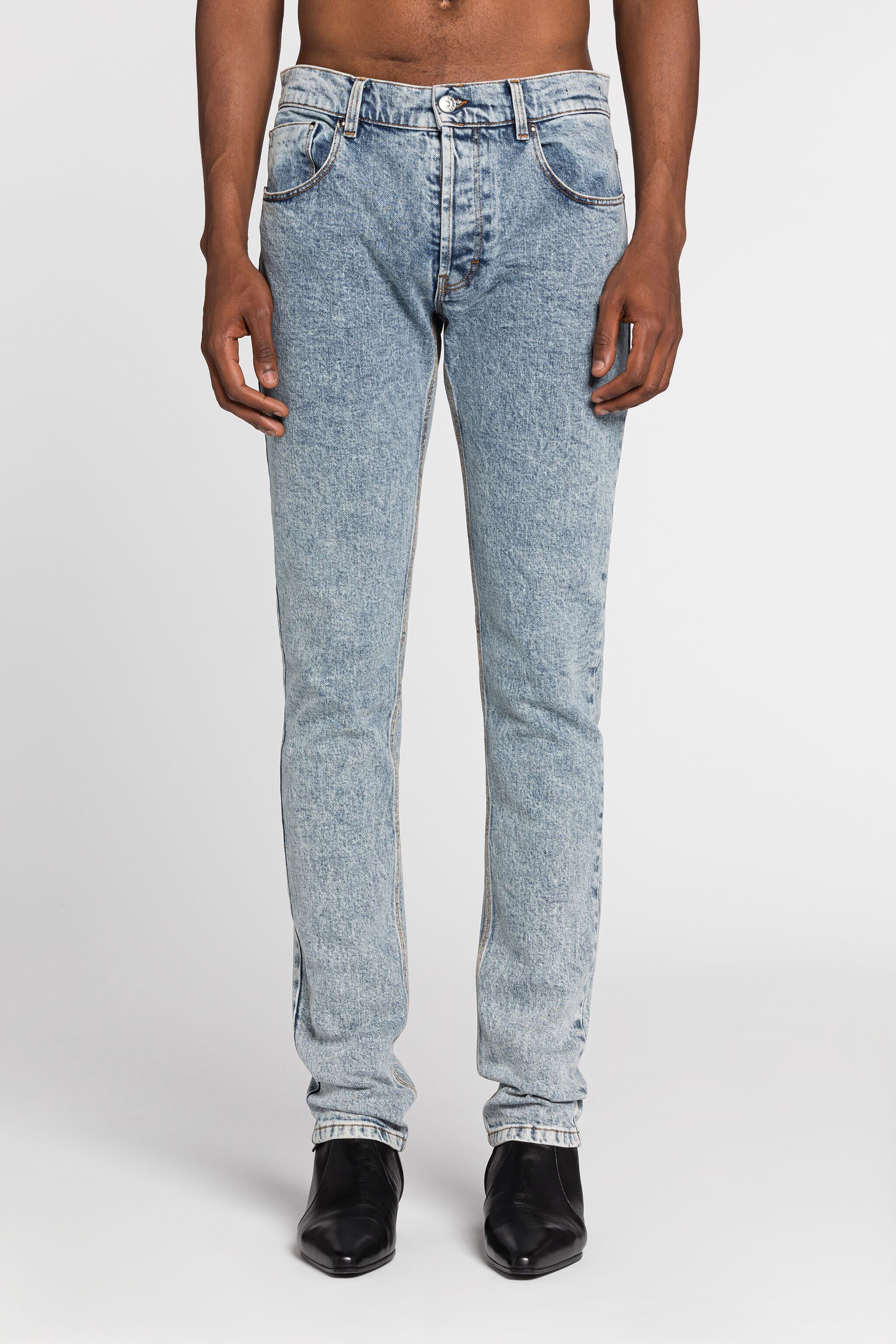 RC Mirror Snake-Embroidered Slim-Fit Jeans Light blue RRJ251-DS001