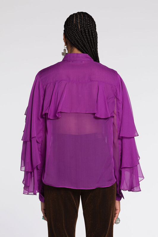 RC Ruffled Silk Blouse Purple RKT702-XV005