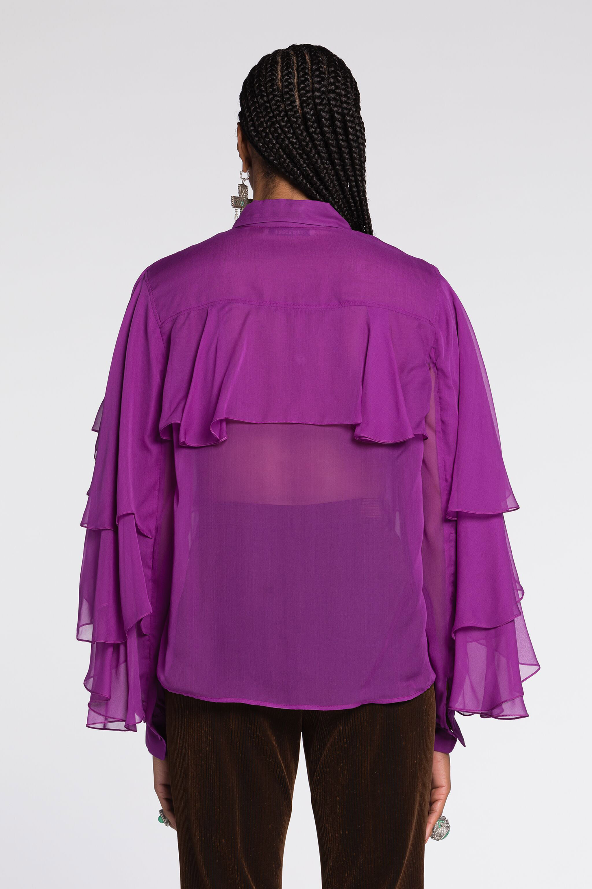RC Ruffled Silk Blouse Purple RKT702-XV005