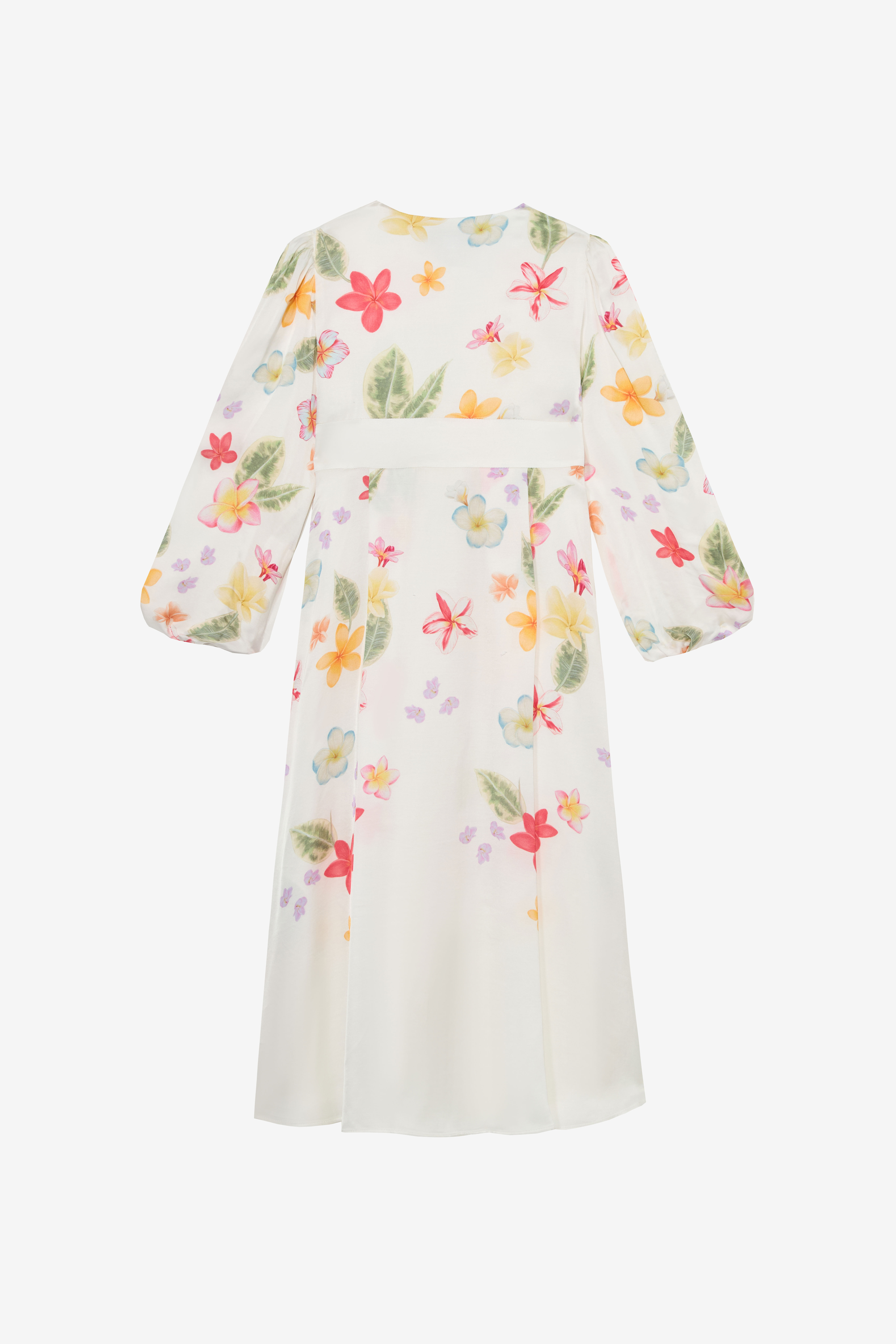JU Long Dress with Floral Print MILKY WHITE UJT10X-6DO85