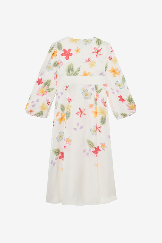 JU Long Dress with Floral Print JU Long Dress with Floral Print MILKY WHITE UJT10X-6DO85