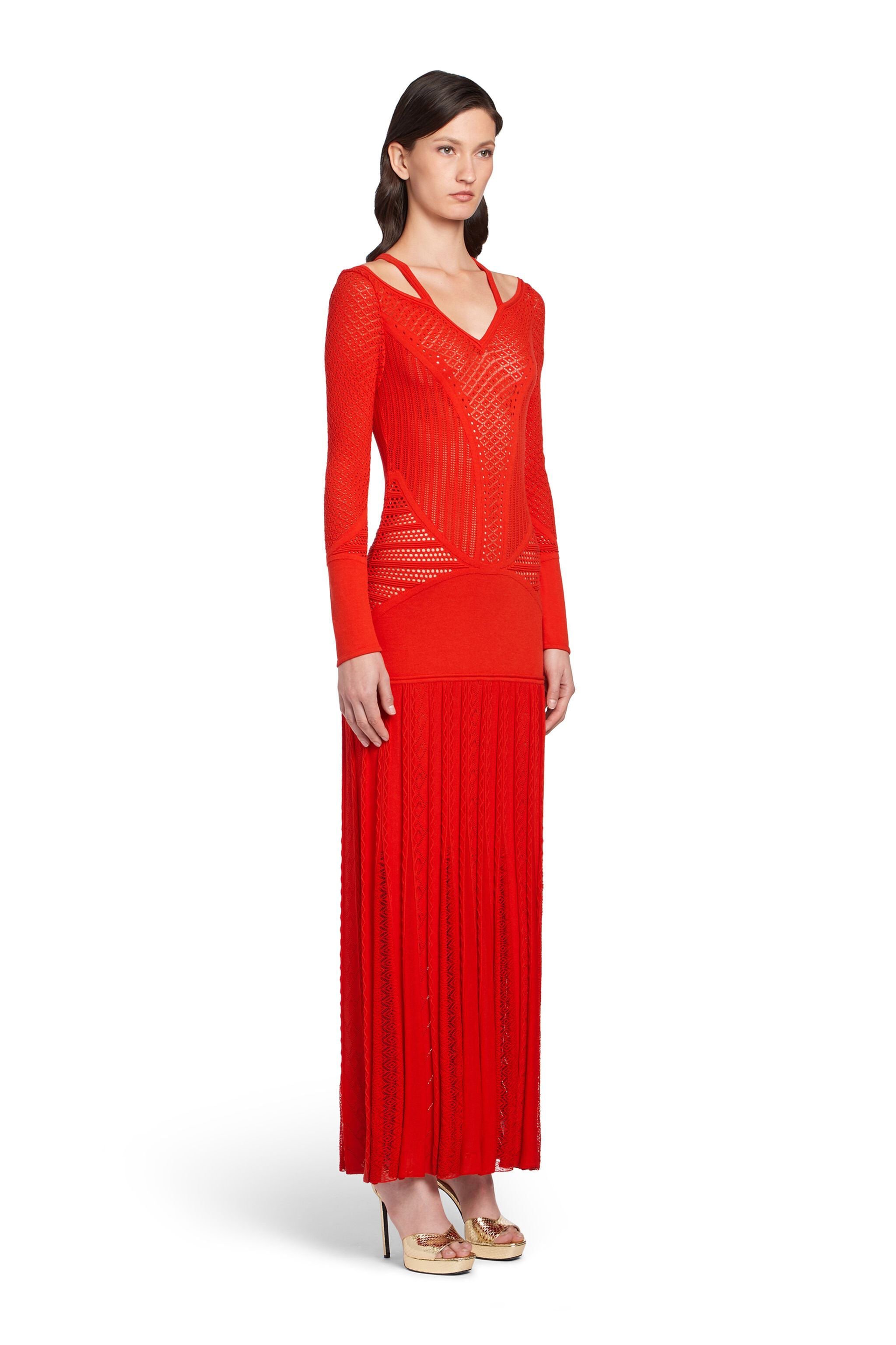RC Strickkleid mit geometrischer Spitze Rot HQM110-MI001