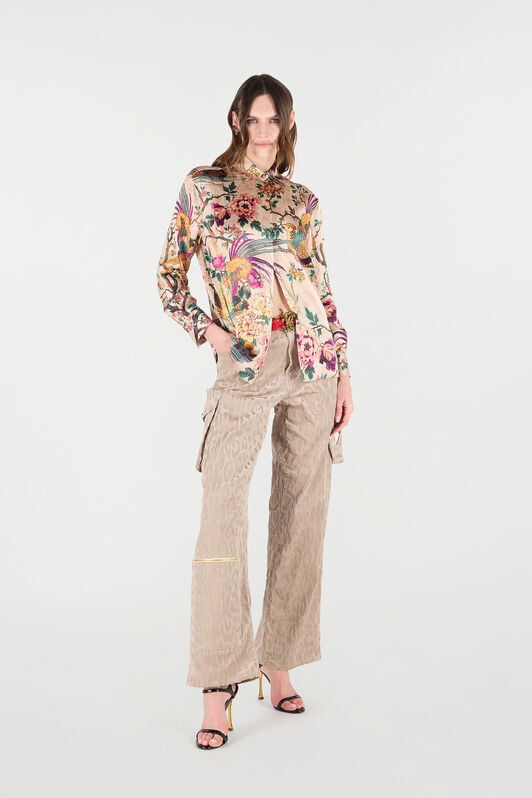 RC Silk Shirt with Floral and Pheasant Print RC Silk Shirt with Floral and Pheasant Print Ivoire/Rose VKT704-TYP76