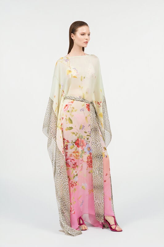 RC Miami Flowers Silk Kaftan RC Miami Flowers Silk Kaftan GREEN/FUCHSIA WQW017-HNR32