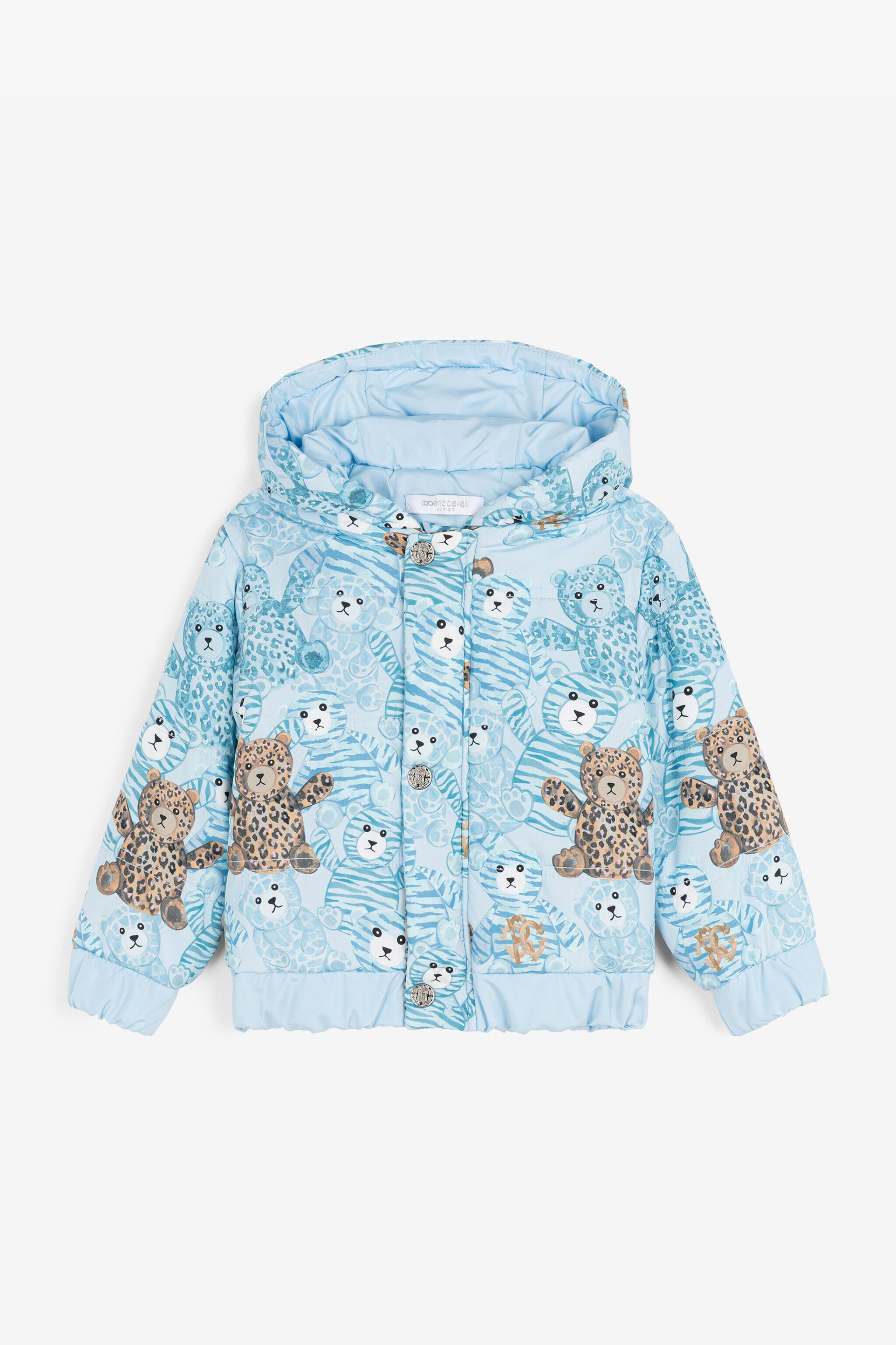 JU Gefütterte Jacke mit Teddy-Print Hellblau RJT403-5RG79