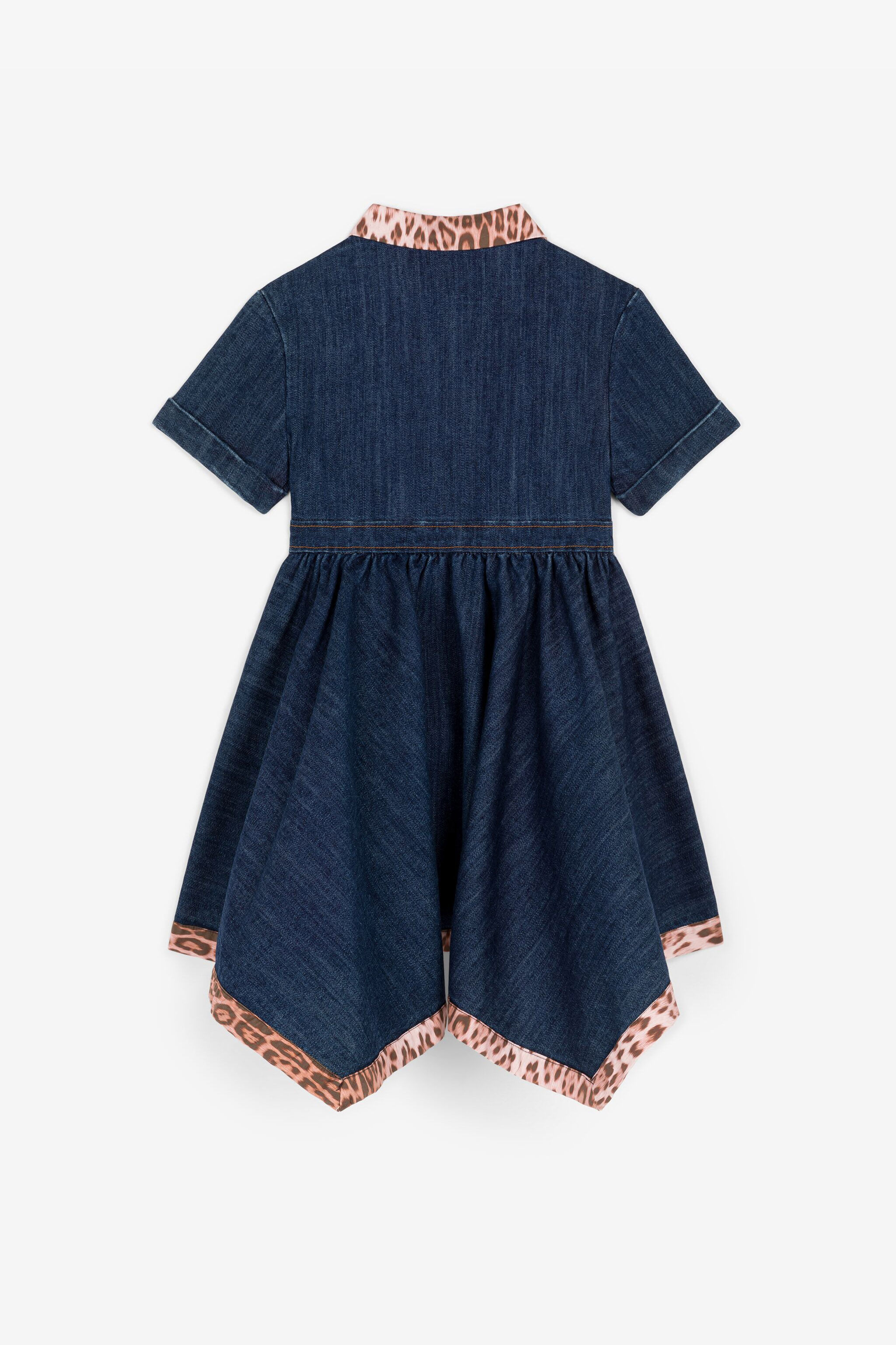 JU Robe en jean à broderie florale Bleu foncé RJJ900-DS015