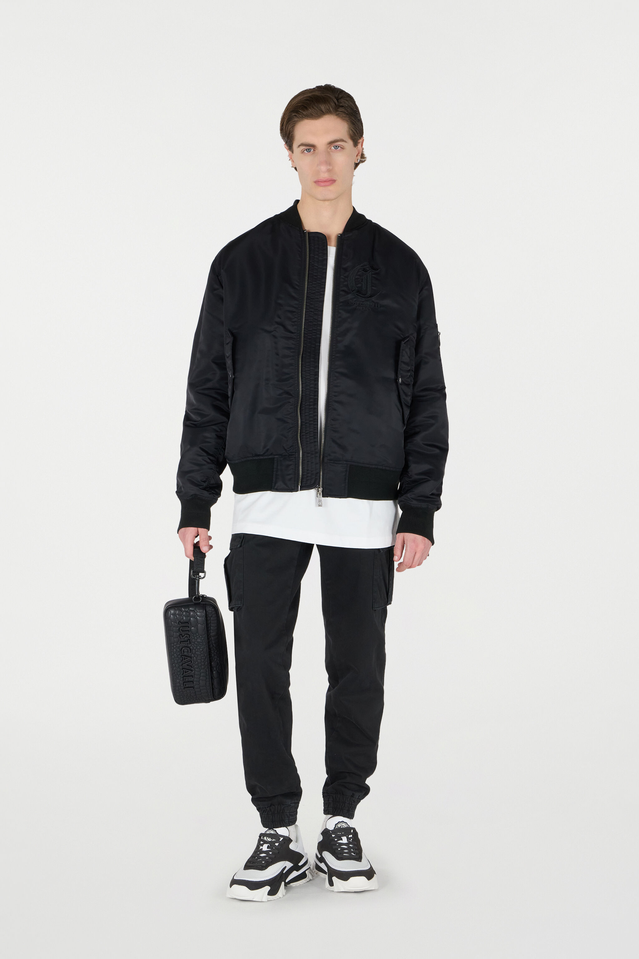 JC Bomber Jacket With JC Monogram Black TFT066-TF090