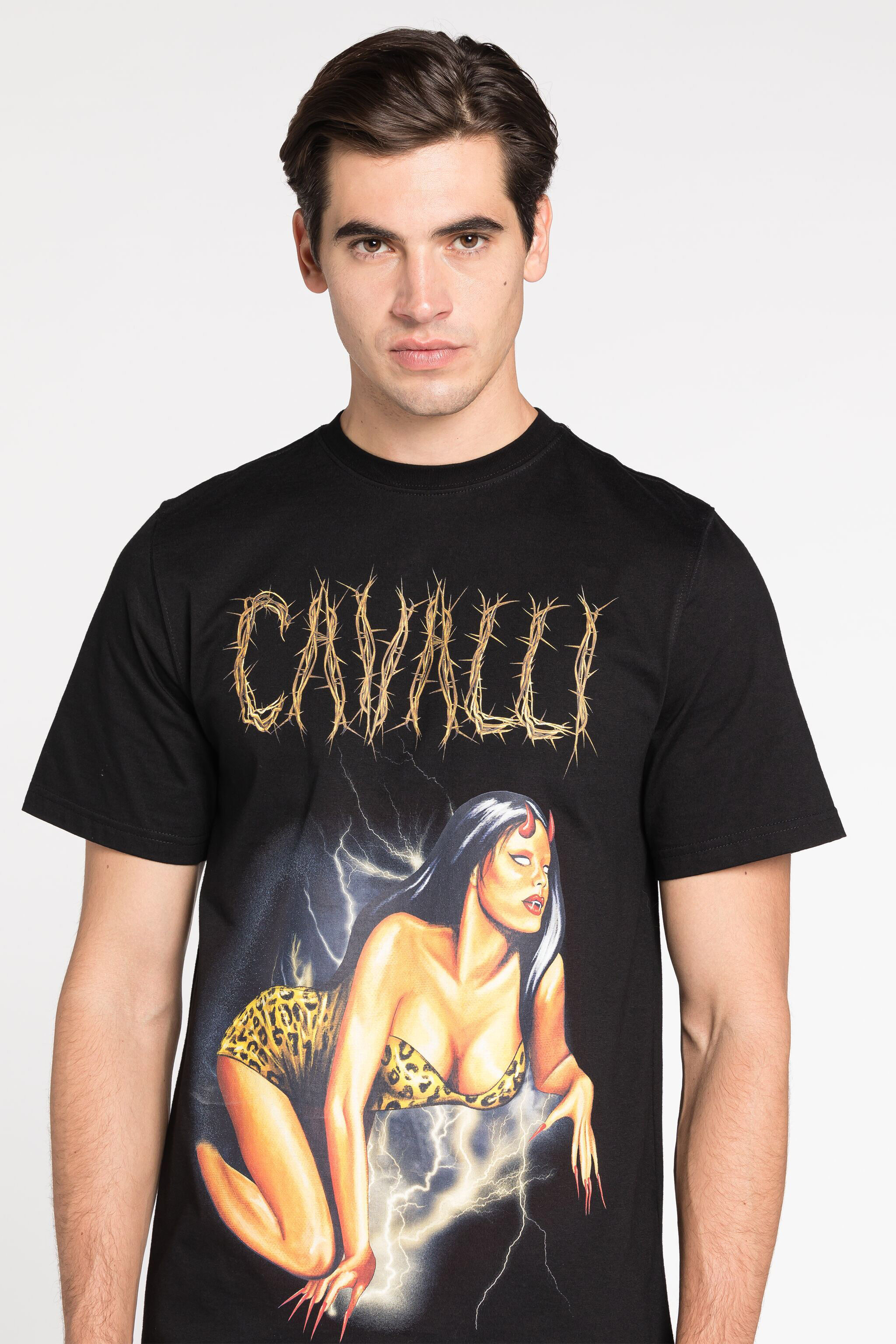 RC Camiseta con estampado gráfico Negro RRT61J-JD555