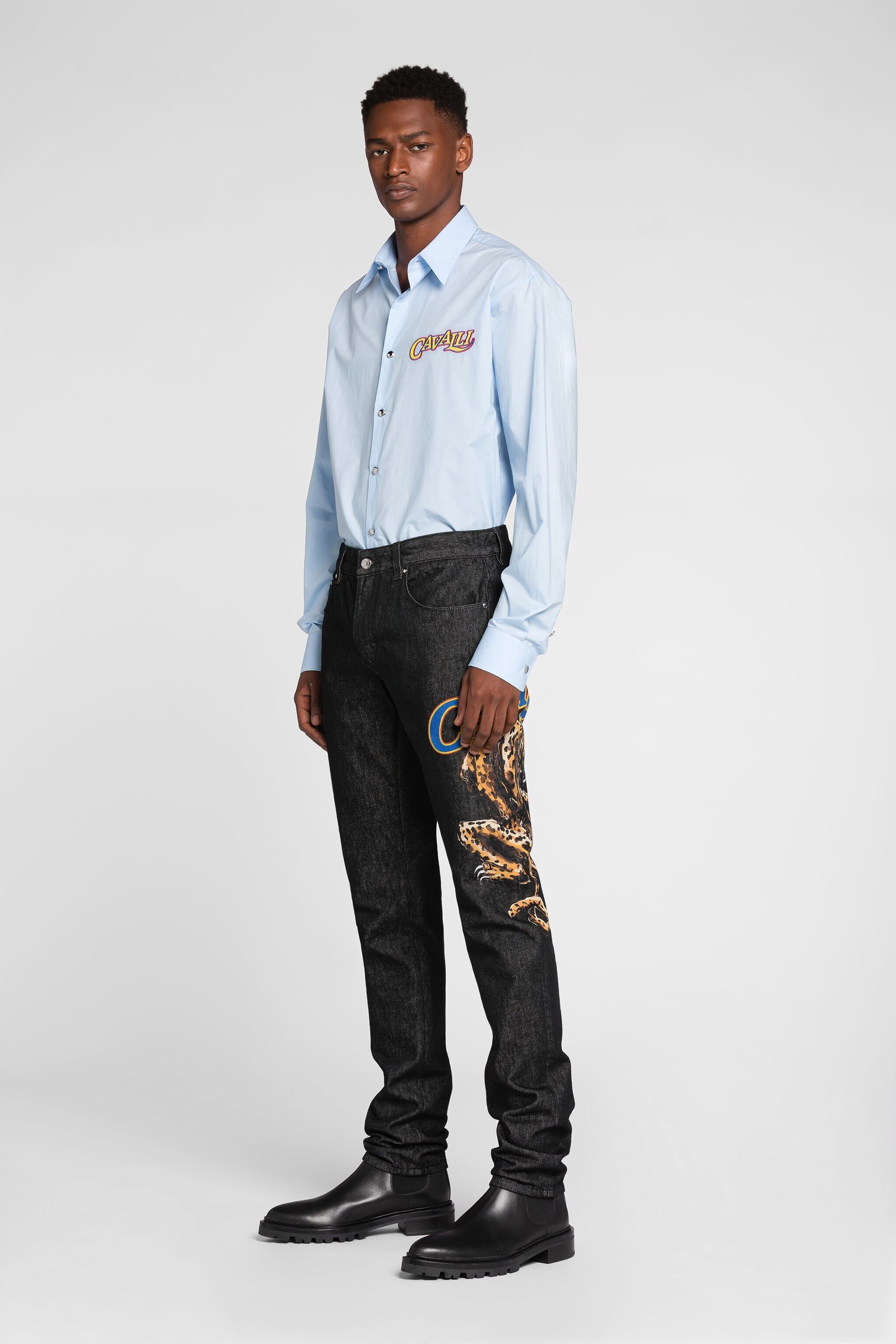 RC Logo-print straight-leg jeans Black QRJ215-DL005