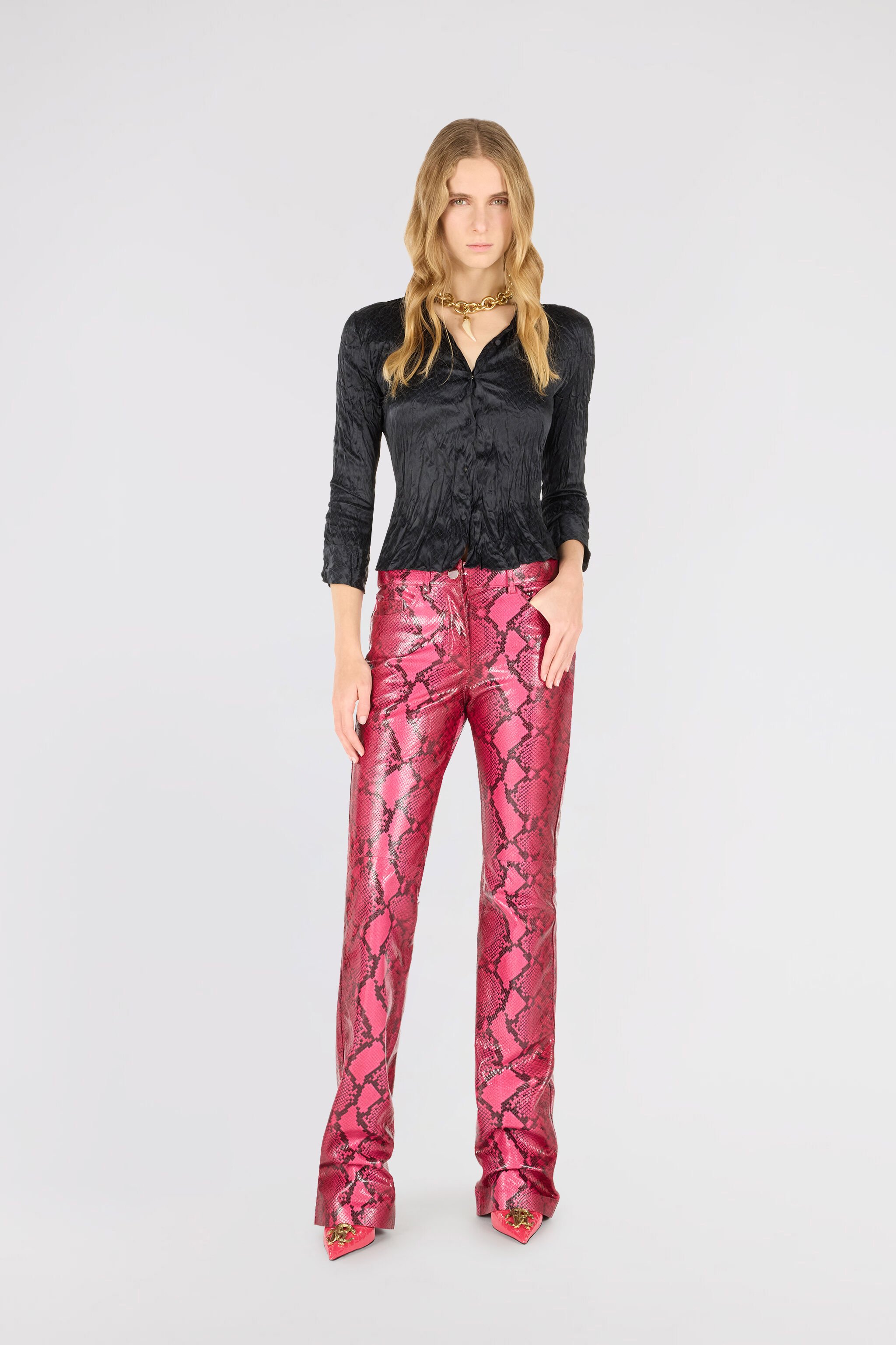 RC Shiny Python-Print Pants Fuchsia UKP204-PN053