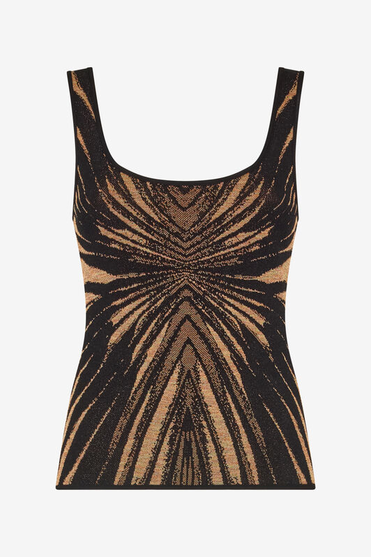 RC Knit top with Ray of Gold print Gold RWM650-MI150