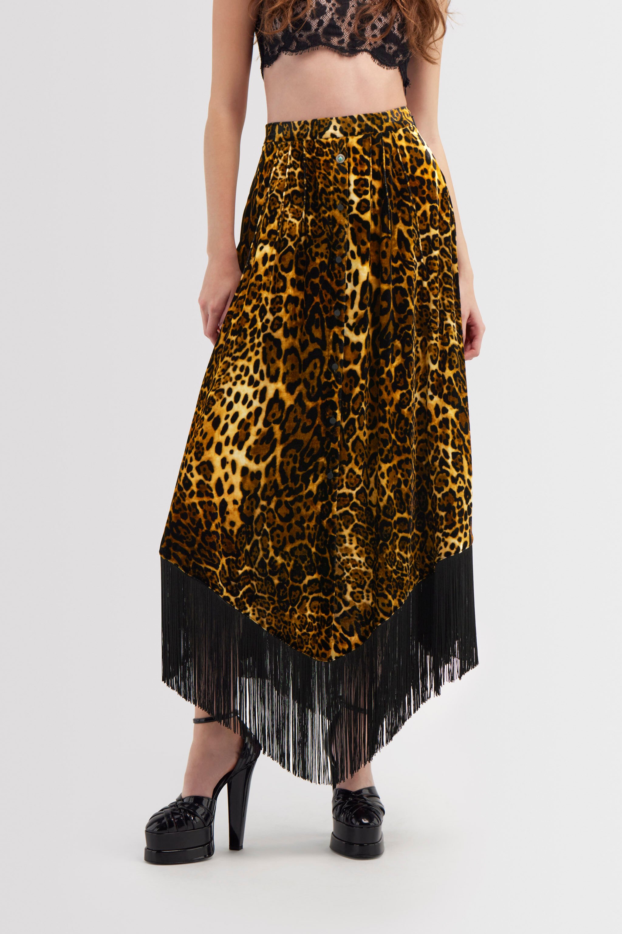 RC Long skirt with fringe Dunkelbraun RKT305-FY058