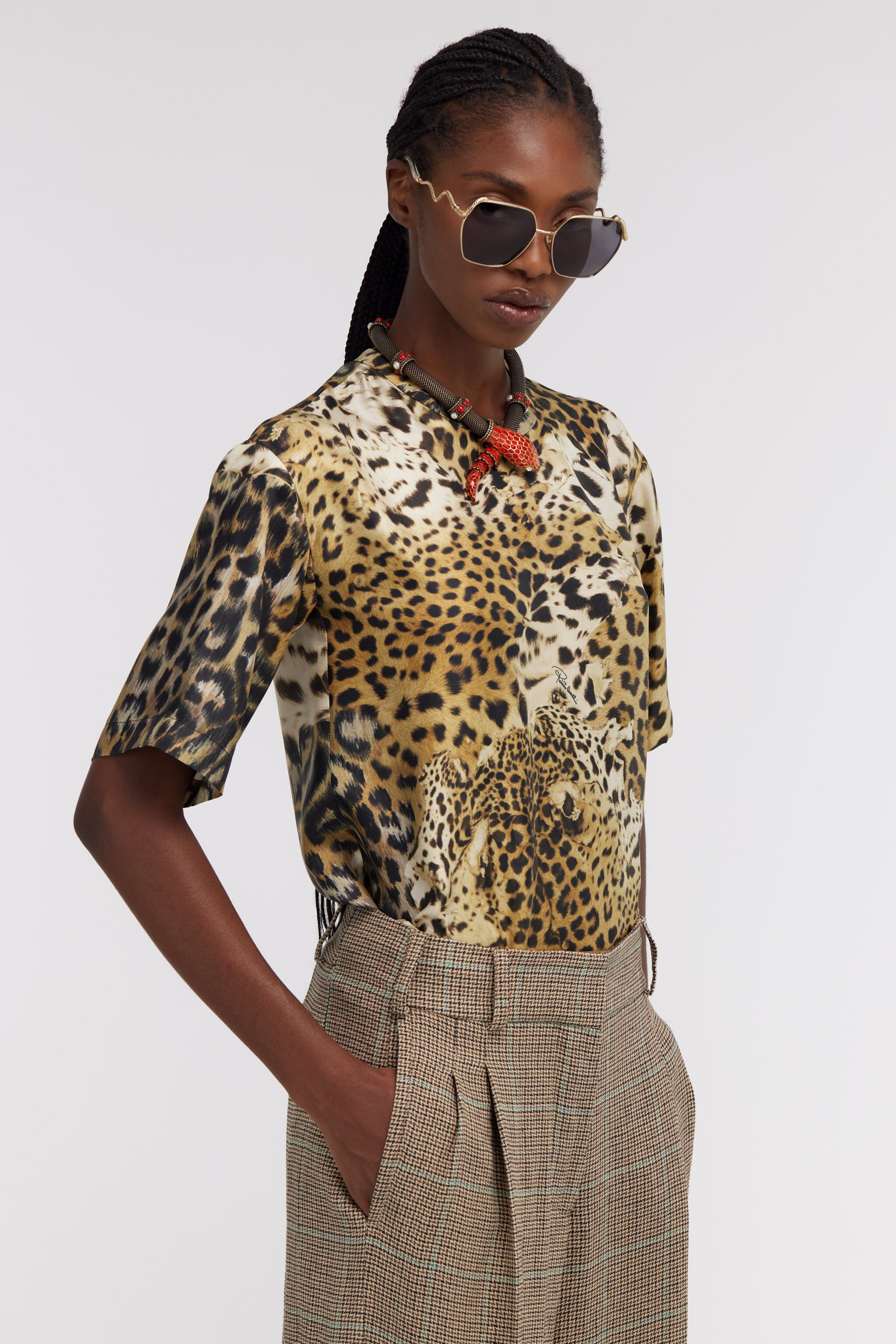 RC T-shirt with Jaguar Skin print Light Brown SKT644-4QG34