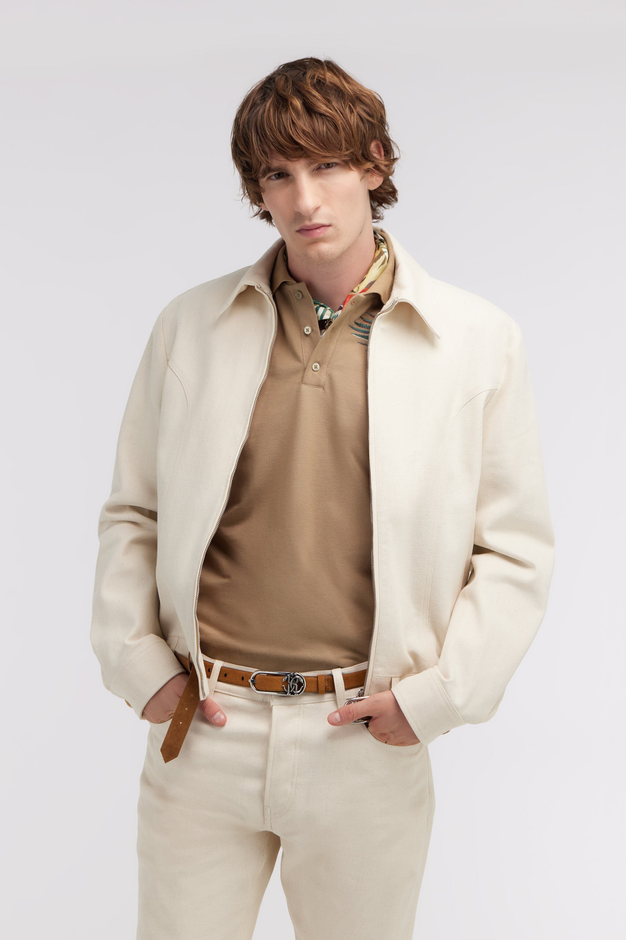 RC Cotton Jacket with Buckle Ivory SRT467-FN064