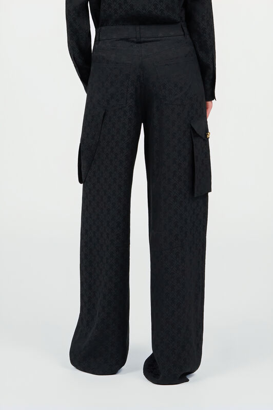 RC Silk Cargo Trousers with Monogram RC NERO VKT202-RK010