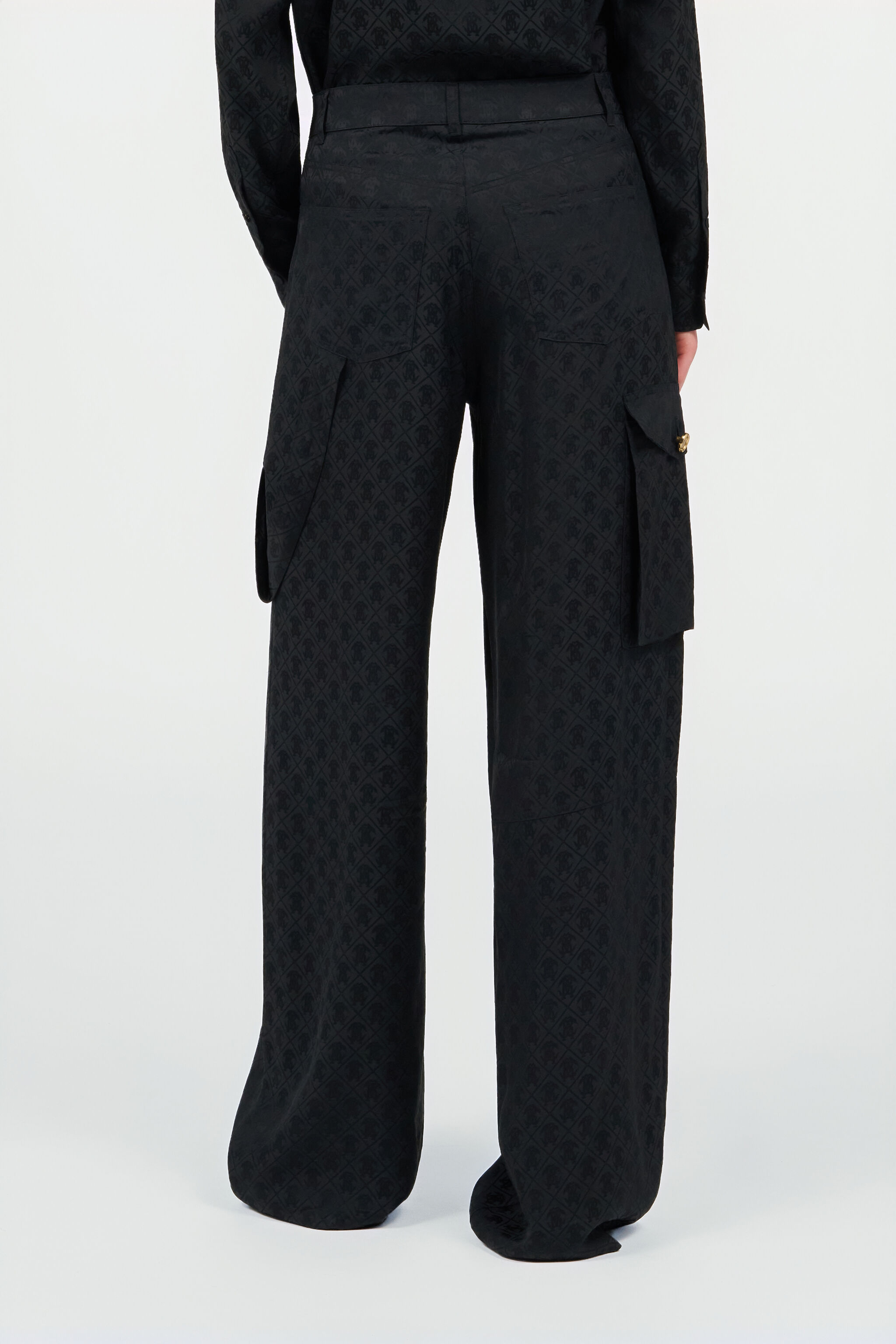 RC Silk Cargo Trousers with Monogram RC NERO VKT202-RK010