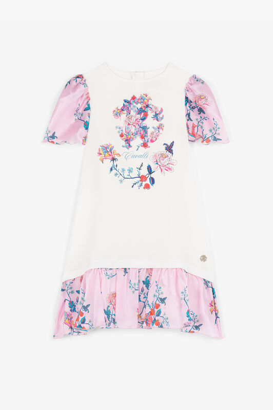 JU Vestido de seda con monograma RC Blanco RJT125-FL002