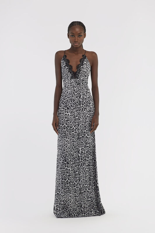 RC Slip dress with Leopard print Gray NOT10E-FXM81