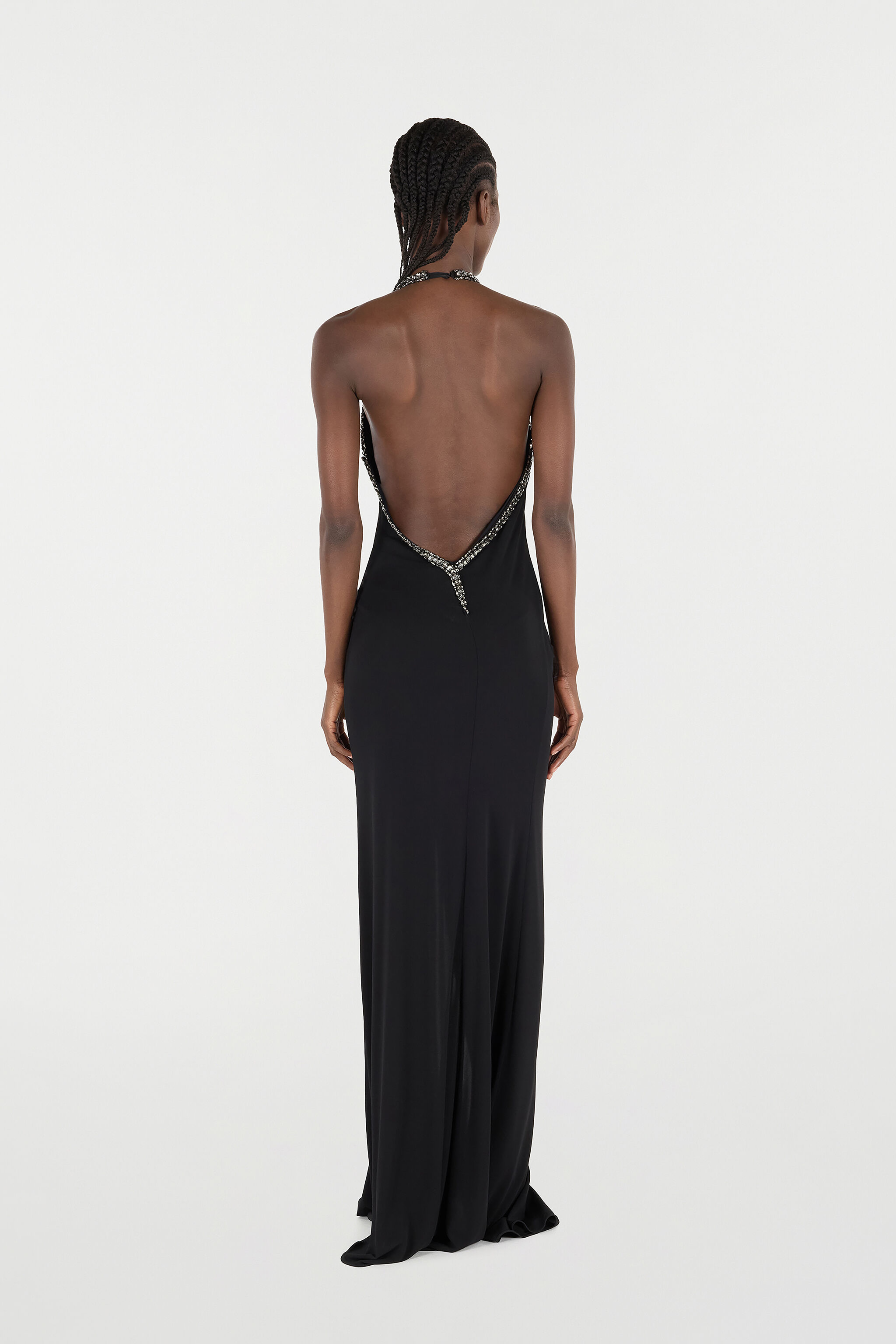 RC Long Dress with Rhinestones Black VQR103-JE034