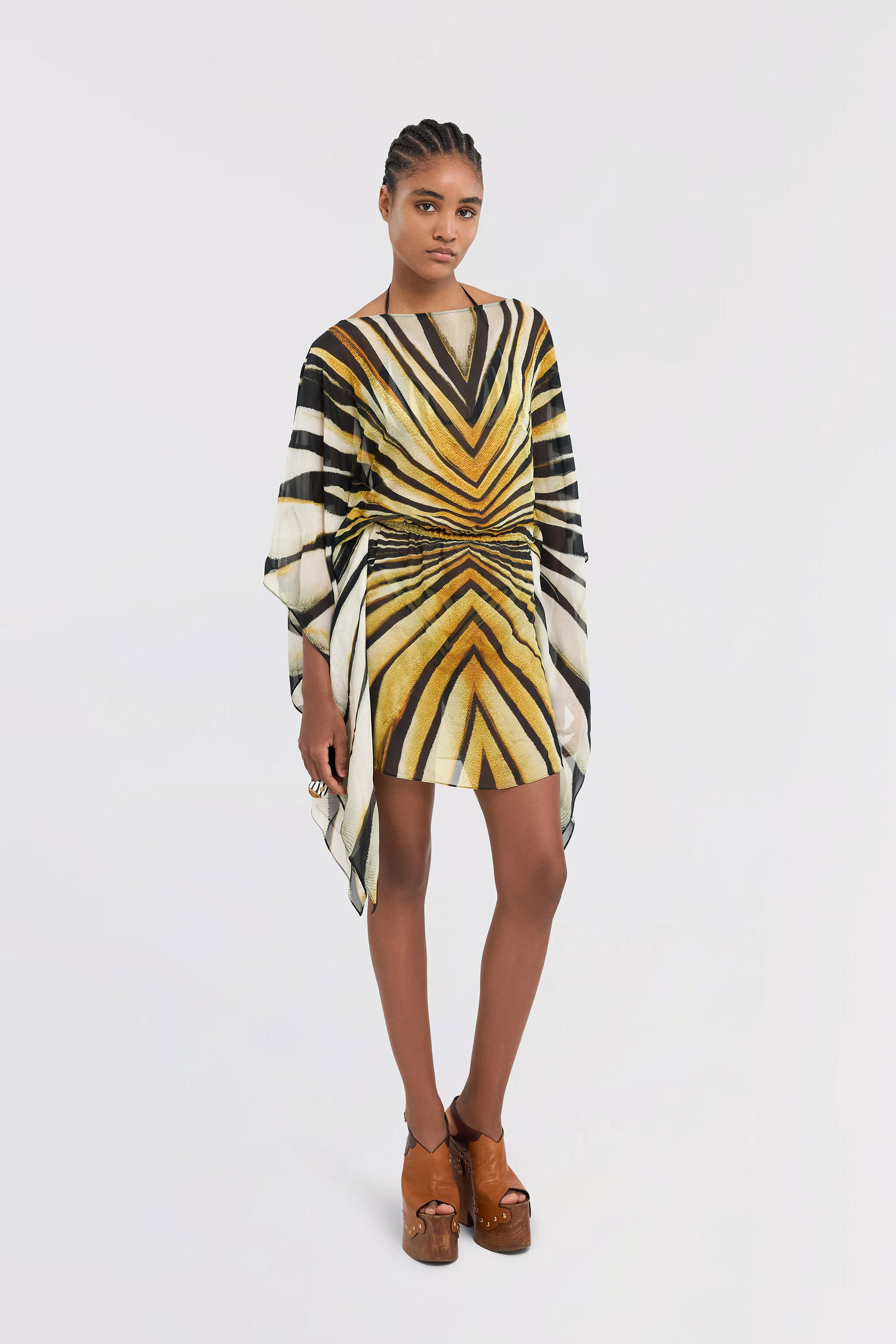 RC Ray Of Gold Imprimé Robe Caftan Soie Or TKT105-CTM33