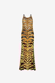 ${brand} Abito lungo in fil coupè con motivo Tiger ${colorDescription} ${masterID}